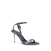 Tom Ford Silver Calf Leather Bos Taurus Stiletto Heel Sandals
