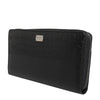 Dolce & Gabbana Black Leather Logo Plaque Zip Around Continental Wallet