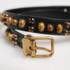 Dolce & Gabbana Black Leather Studded Gold Tone Buckle Belt