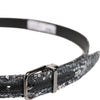 Dolce & Gabbana Black Sequins Silver Metal Logo Buckle Belt