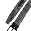 Dolce & Gabbana Black Sequins Silver Metal Logo Buckle Belt