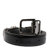 Dolce & Gabbana Black Embellished Metal Logo Buckle Belt