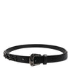 Dolce & Gabbana Black Studded Leather Metal Logo Buckle Belt