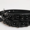 Dolce & Gabbana Black Studded Leather Metal Logo Buckle Belt