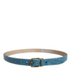 Dolce & Gabbana Blue Leather Classic Gold Metal Buckle Belt