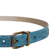 Dolce & Gabbana Blue Leather Classic Gold Metal Buckle Belt
