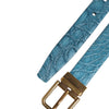 Dolce & Gabbana Blue Leather Classic Gold Metal Buckle Belt