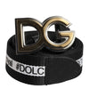 Dolce & Gabbana Black Cotton Metal DG Logo Gold Buckle Belt