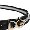 Dolce & Gabbana Black Cotton Metal DG Logo Gold Buckle Belt