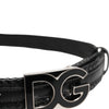 Dolce & Gabbana Black Classic Leather DG Logo Buckle Belt