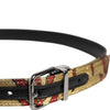 Dolce & Gabbana Gold Floral Jacquard Silver Metal Buckle Belt