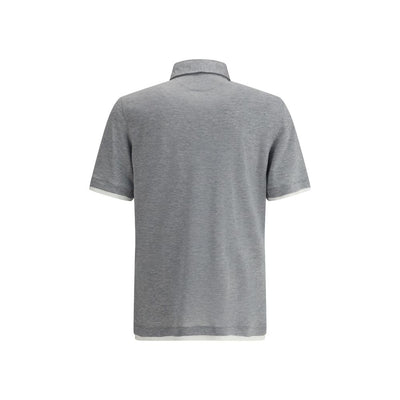 Brunello Cucinelli Graues Baumwoll-Poloshirt