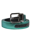 Dolce & Gabbana Green Black Polyester Metal Buckle Belt