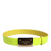 Dolce & Gabbana Yellow Green Classic Metal Logo Buckle Belt
