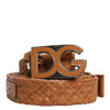 Dolce &amp; Gabbana – Brauner Gürtel mit geflochtener DG-Logoschnalle aus Metall