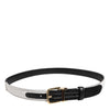 Dolce & Gabbana Black White Patchwork Gold Metal Buckle Belt