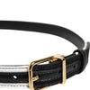 Dolce & Gabbana Black White Patchwork Gold Metal Buckle Belt