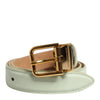 Dolce & Gabbana Light Green Leather Gold Metal Buckle Belt