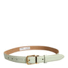 Dolce & Gabbana Light Green Leather Gold Metal Buckle Belt