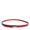 Dolce & Gabbana Red Leather Square Metal Buckle Cintura Belt