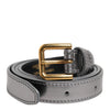 Dolce & Gabbana Silver Logo Engraved Metal Waist Buckle Belt