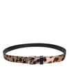 Dolce & Gabbana Brown Leopard Silver Metal Buckle Belt