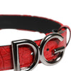 Dolce & Gabbana Red Viscose Silver DG Logo Metal Buckle Belt