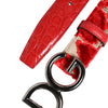 Dolce & Gabbana Red Viscose Silver DG Logo Metal Buckle Belt