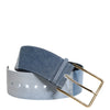 Dolce & Gabbana Two Tone Blue Denim Gold Metal Buckle Belt