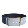 Dolce & Gabbana Two Tone Blue Denim Gold Metal Buckle Belt