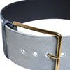 Dolce & Gabbana Two Tone Blue Denim Gold Metal Buckle Belt