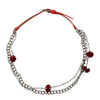 Dolce & Gabbana Red Leather Silver Chain Floral Cintura Belt