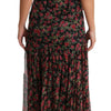 Dolce & Gabbana Black Floral Roses A-Line Shift Gown Dress