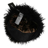 Dolce & Gabbana Black Tibet Lamb Fur Leather Gatsby Hat