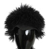 Dolce & Gabbana Black Tibet Lamb Fur Leather Gatsby Hat