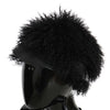 Dolce & Gabbana Black Tibet Lamb Fur Leather Gatsby Hat