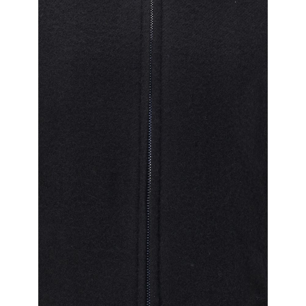 Schwarzer Fleece-Wollmantel von Rick Owens