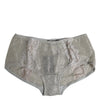 Dolce & Gabbana Gray Cotton Floral Lace High Waist Panty Underwear
