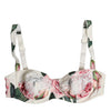 Dolce & Gabbana White Floral Balconette Underwired Bra Underwear