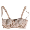 Dolce & Gabbana Biege Silk Underwired Balconette Bra Underwear