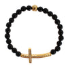 Nialaya Agate Stone Gold CZ Cross 925 Silver Bracelet