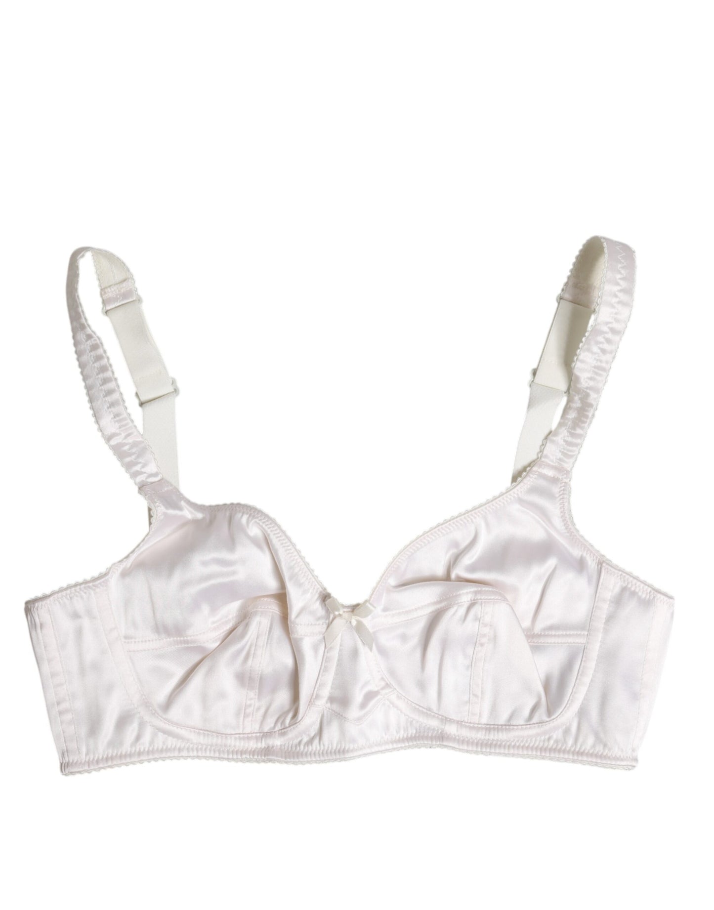 Dolce & Gabbana White Silk Balconette Non Wire Bra Underwear