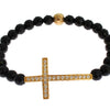 Nialaya Agate Stone Gold CZ Cross 925 Silver Bracelet