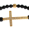 Nialaya Agate Stone Gold CZ Cross 925 Silver Bracelet