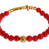 Nialaya Red Coral Gold CZ Cross 925 Silver Bracelet