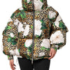 Dolce & Gabbana Multicolor Leopard Rose Puffer Quilted Jacket
