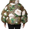 Dolce & Gabbana Multicolor Leopard Rose Puffer Quilted Jacket