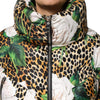 Dolce & Gabbana Multicolor Leopard Rose Puffer Quilted Jacket