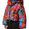 Dolce & Gabbana Multicolor Floral Hooded Puffer Coat Jacket