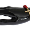 Nialaya Red Coral Gold CZ Cross 925 Silver Bracelet